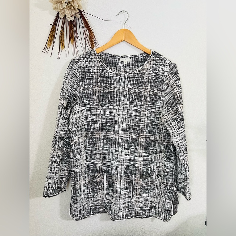 Max Studio Tweed Long Sleeve Pocket Tunic Top Size XL
